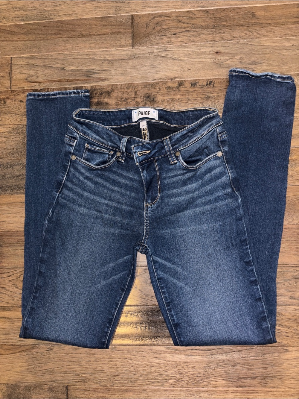 PAIGE Indigo Skinny Jeans with Whiskered Fade